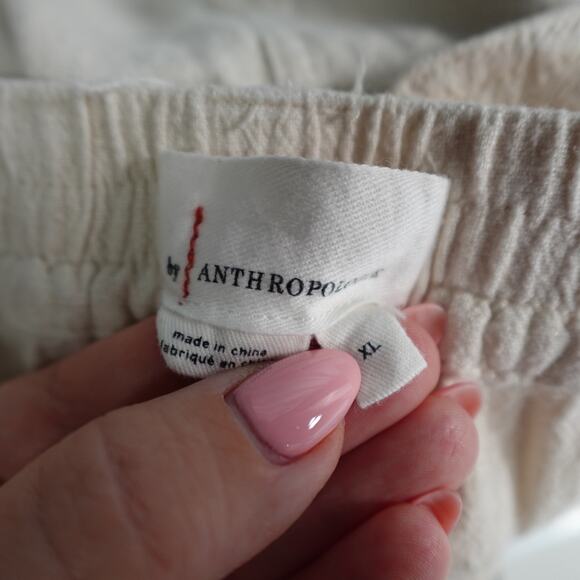 Anthropologie Pants Womens Extra Large Jogger Cargo Linen Ivory Pull On Baggy - Picture 7 of 10